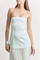 Satin Structured Bodice Gown - Mint