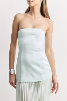Satin Structured Bodice Gown - Mint