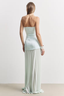 Satin Structured Bodice Gown - Mint
