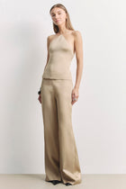 Tailored Satin Halterneck Top - Bronze