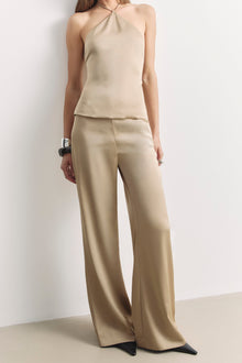 Tailored Satin Wide Leg Trousers - Bronze