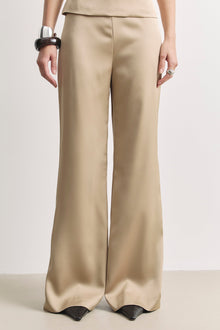 Tailored Satin Wide Leg Trousers - Bronze