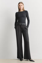 Soft Ribbed Long Sleeve Top - Black