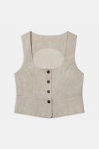 Scoop Neck Linen Waistcoat - Birch