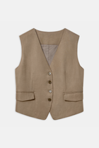 Straight Cut Waistcoat - Khaki