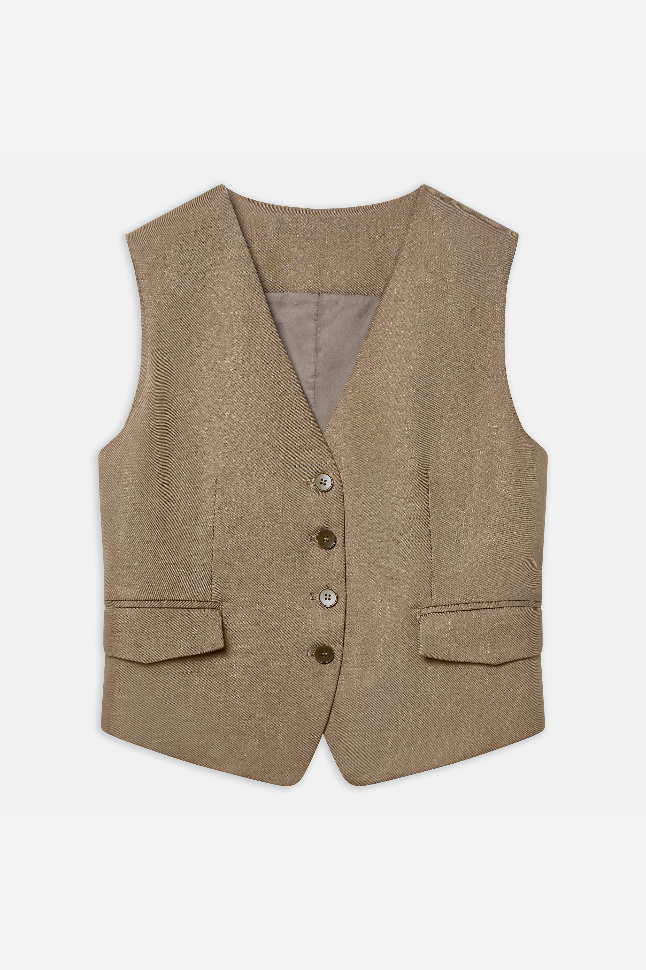 Straight Cut Waistcoat - Khaki