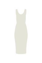 Scoop Neck Knit Midi Dress - Cream