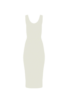 Scoop Neck Knit Midi Dress - Cream