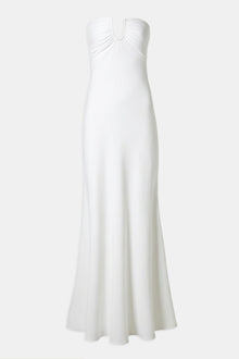 Strapless Ruched Bust Column Maxi Dress - White