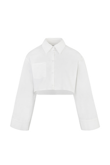 Cropped Formal Shirt - White