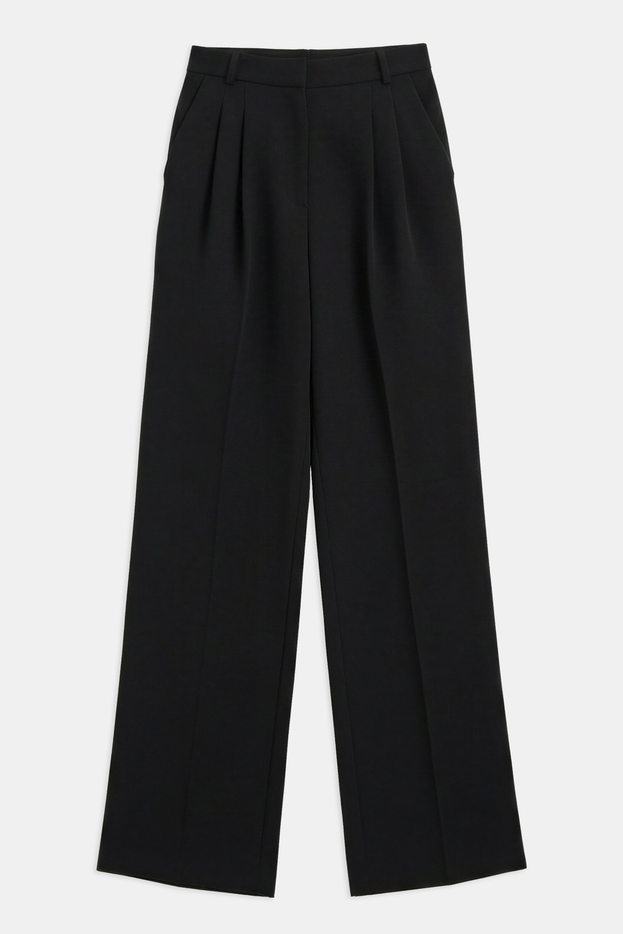 Effortless Pleated Wide Leg Trousers - Black