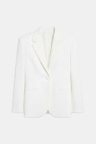 Satin Detail Single Breasted Blazer - White