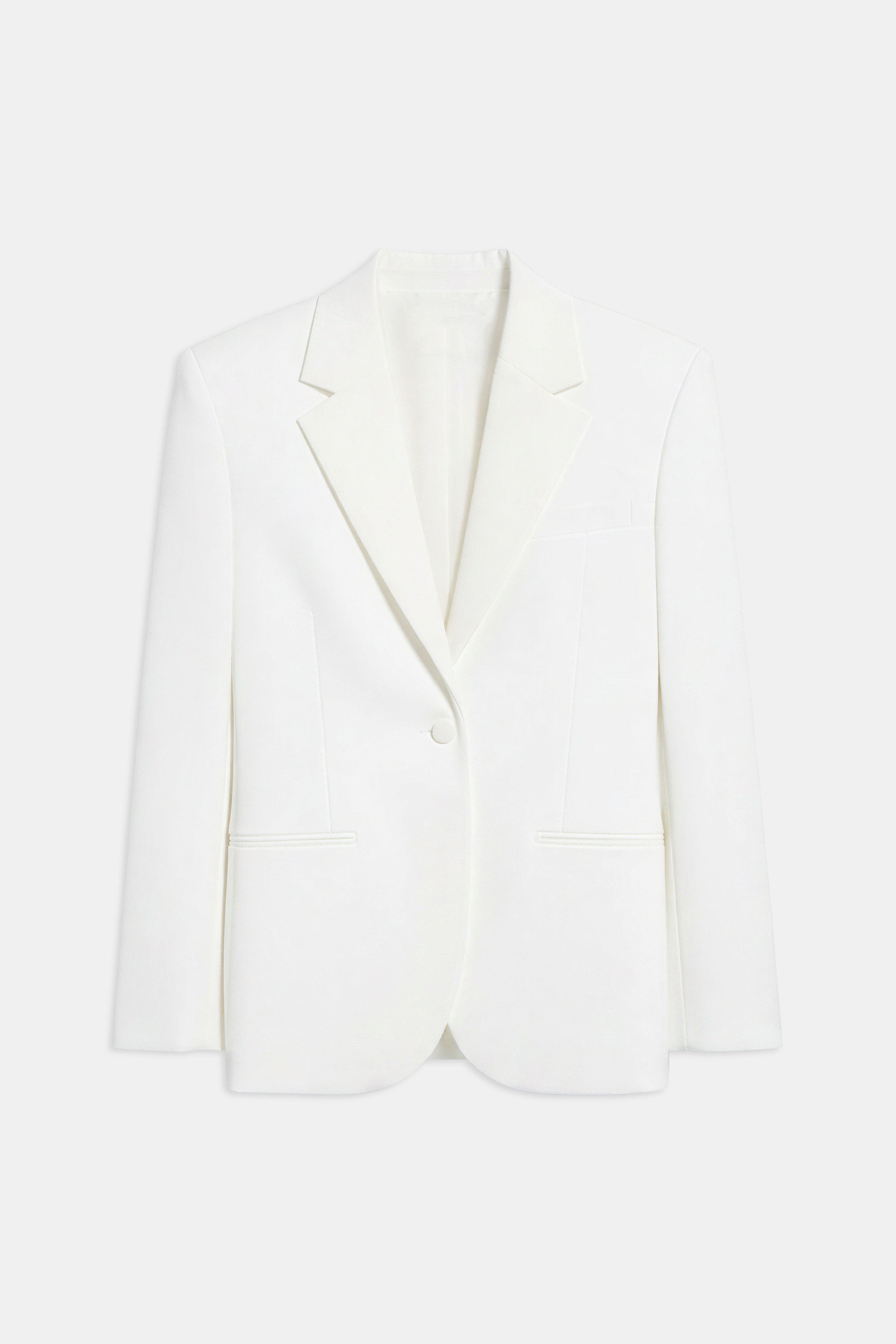 Satin Detail Single Breasted Blazer - White