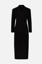 Asymmetric Tailored Longline Coat - Black