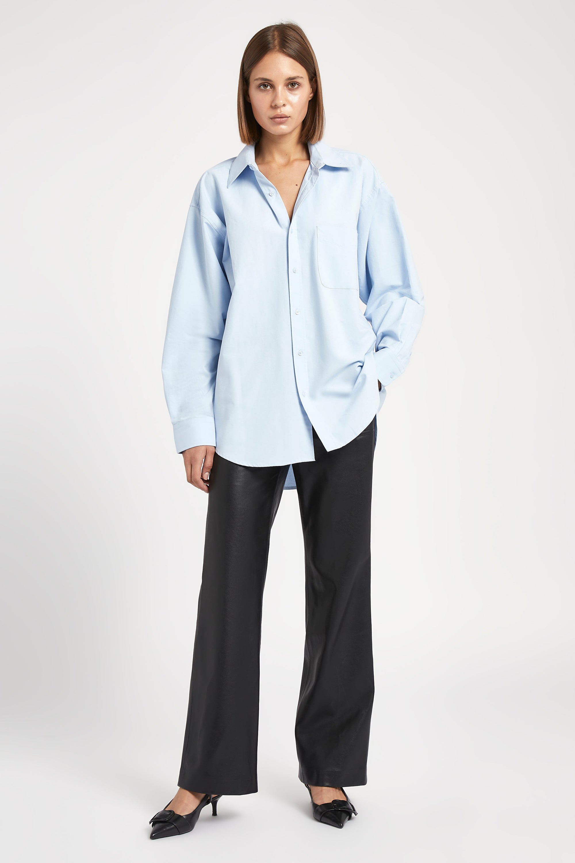 Masculine Oversized Cotton Shirt - Light Blue