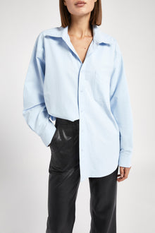 Masculine Oversized Cotton Shirt - Light Blue