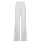 Cotton Crinkle Wide Leg Trousers - Ivory