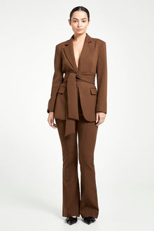 Wide Leg Suit Trousers - Chocolate