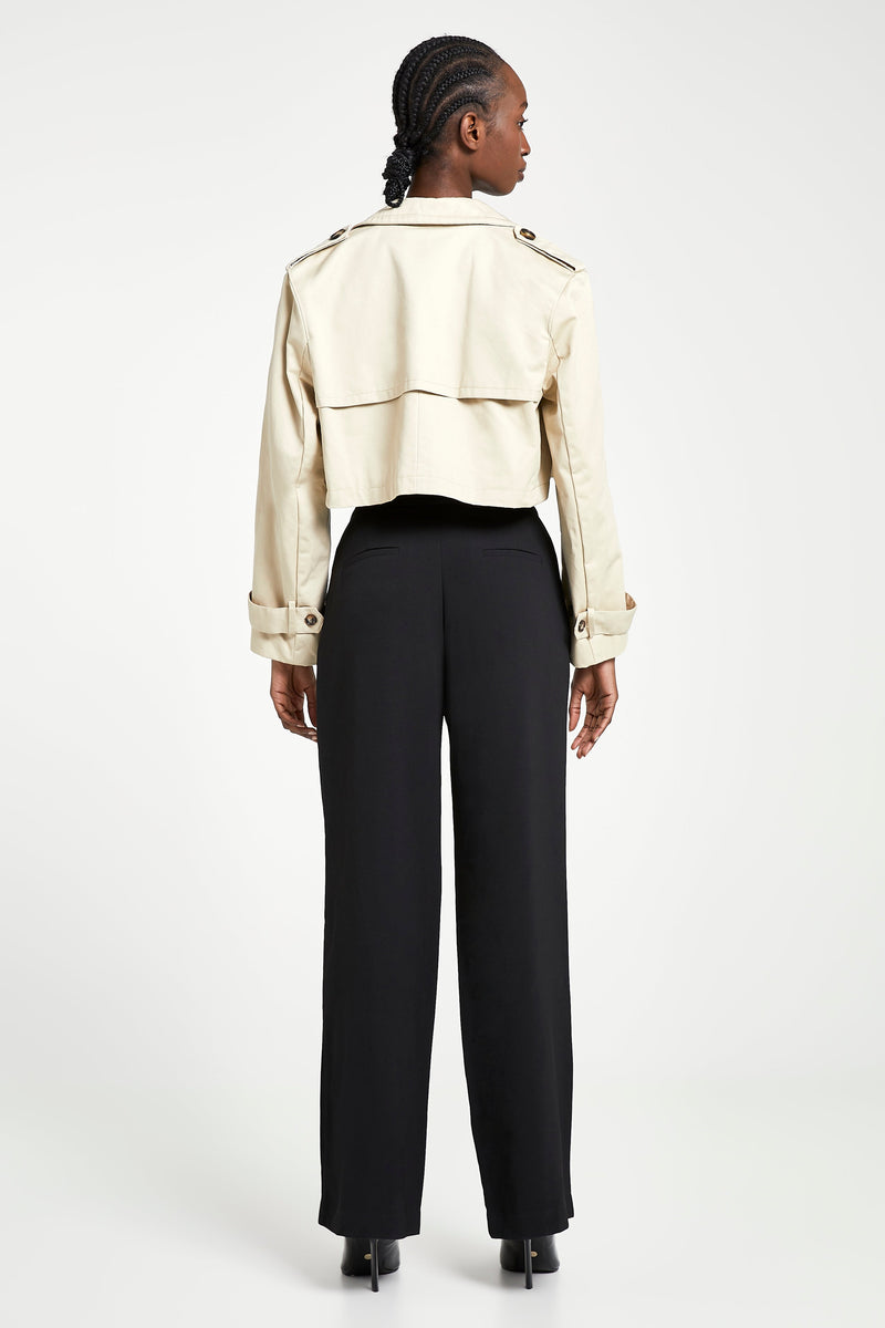 Cropped Cotton Trench - Stone