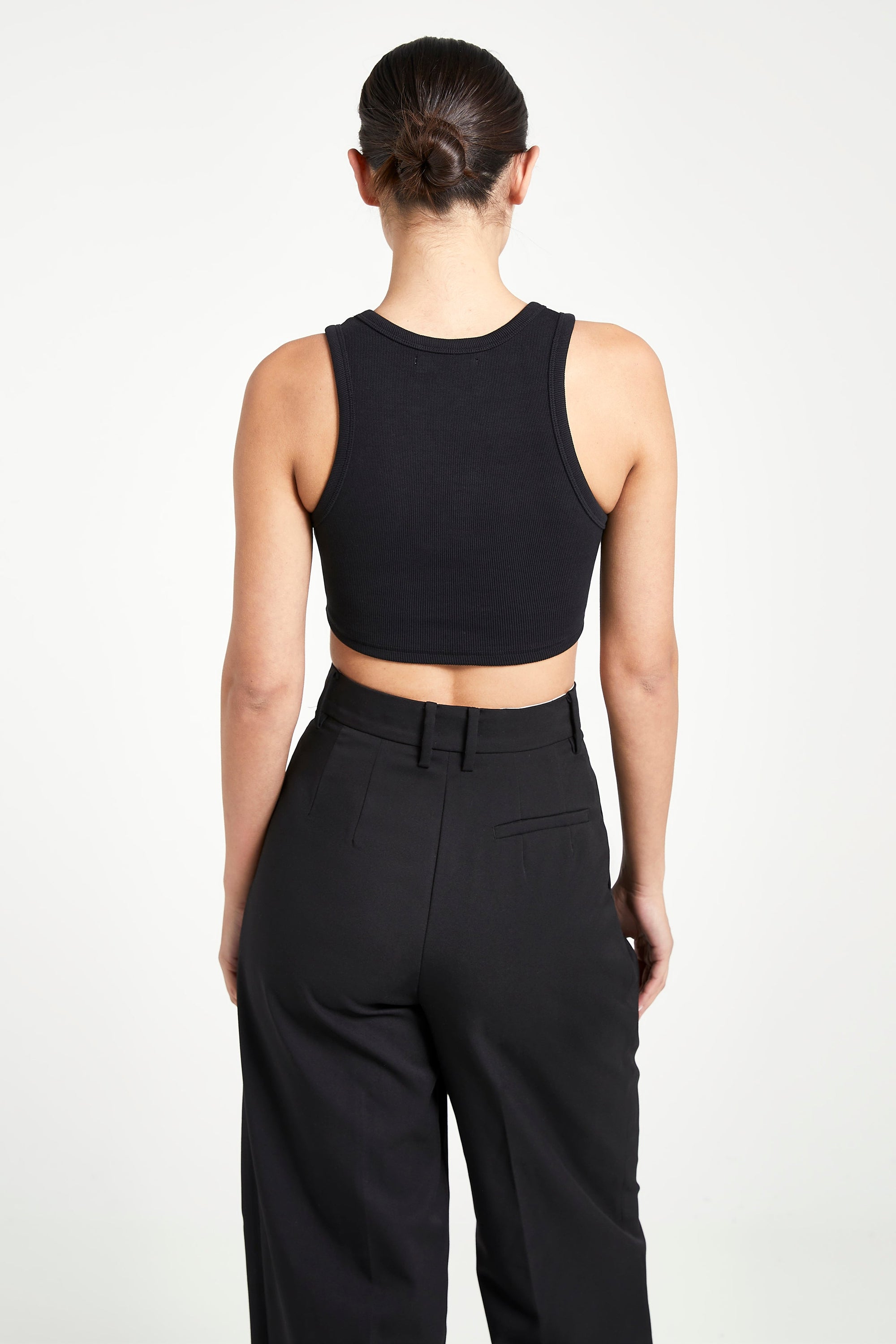 Heavy Ribbed Cropped Vest - Black