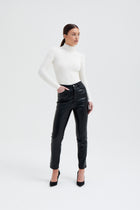 Leather Mom Trousers - Black